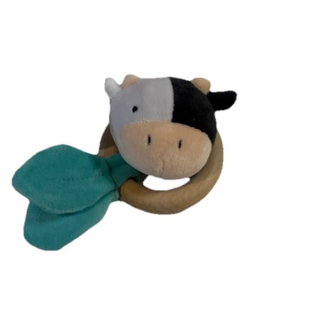 NWT Copper Pearl Colby Cow Grab & Rattle Unisex Newborn Rattle Teether Plush Toy
